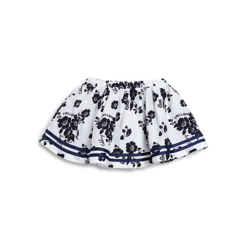 Girls White & Blue Woven Skirt image number null